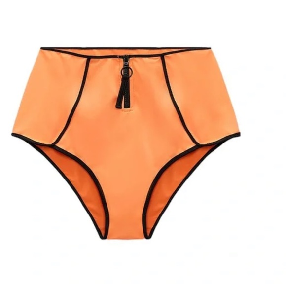 Zara Other - NWT Zara High Waisted Orange/Black Bikini Bottoms in Size Large